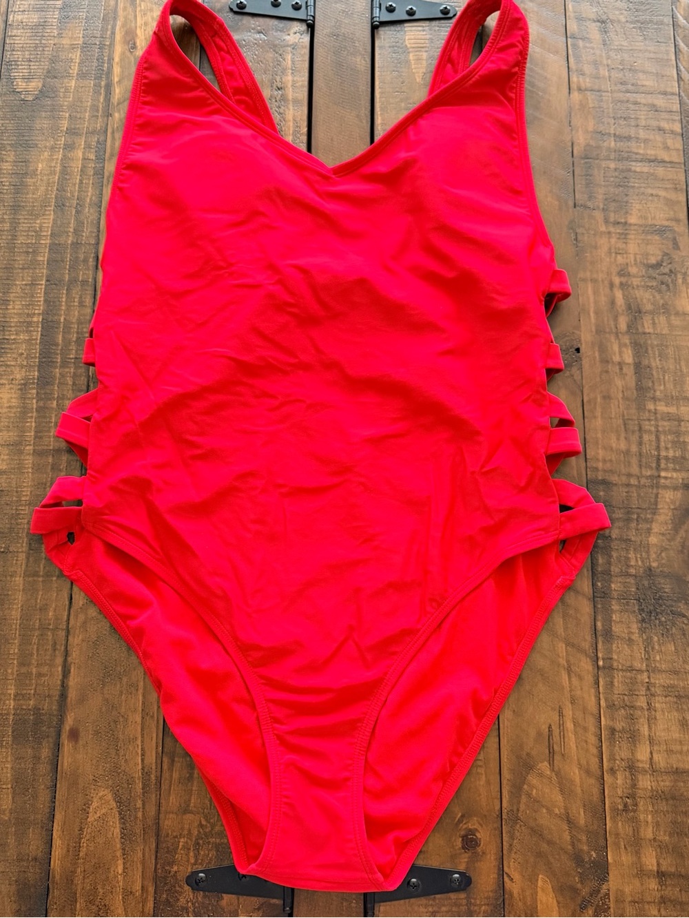 Xhilaration Red One-Piece Swimsuit with Side Strap Detail
